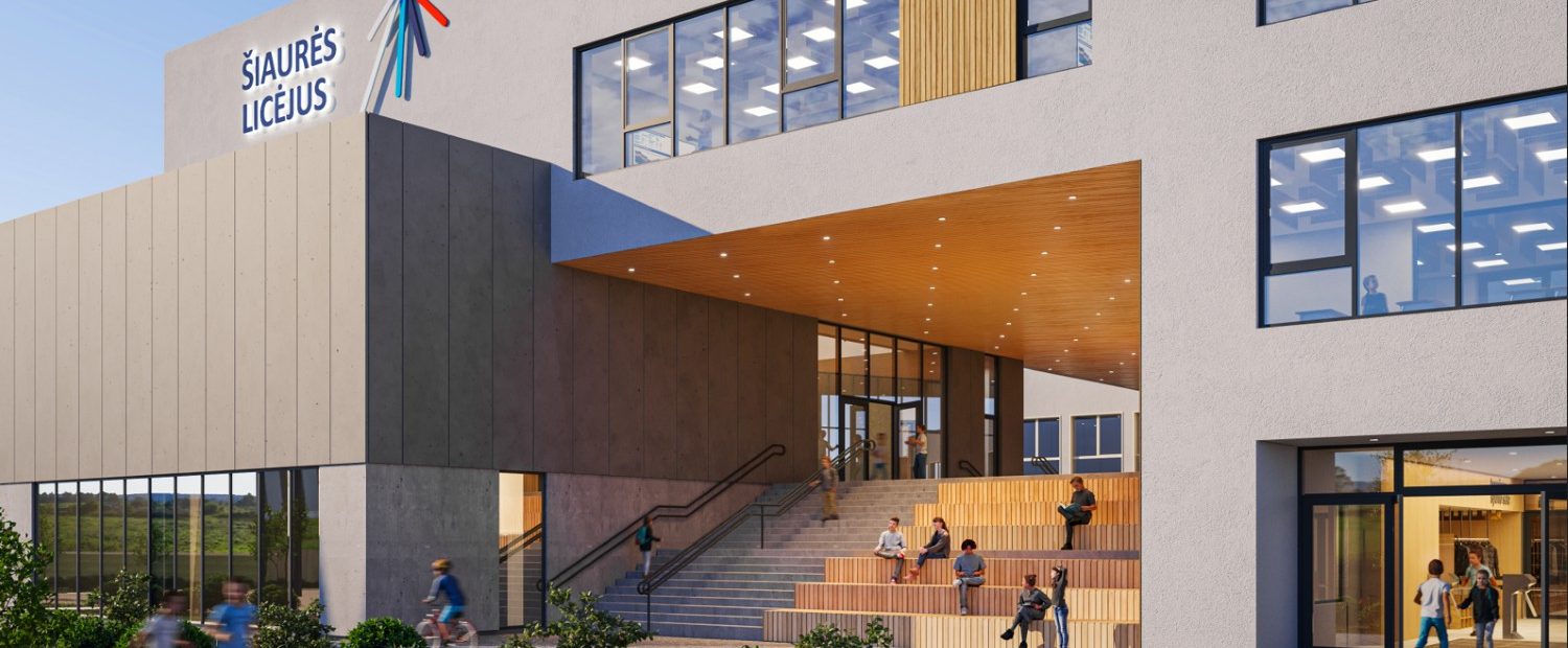 Šiaurės licėjaus fasado vizualizacija